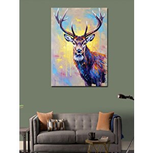 Kanvas Tablo Renkli Geyik Portresi 70x100 cm