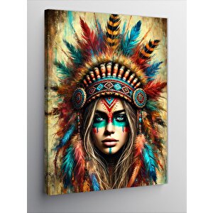 Kanvas Tablo Renkli Kızılderili Kadın 50x70 cm