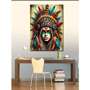 Kanvas Tablo Renkli Kızılderili Kadın 50x70 cm