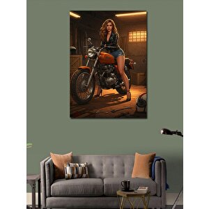 Kanvas Tablo Motorda Güçlü Kadın 100x140 cm