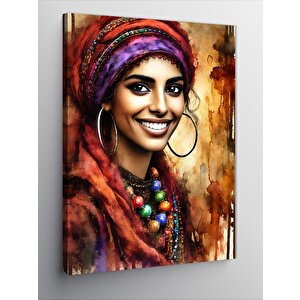 Kanvas Tablo Renkli Kadın Portresi 100x140 cm