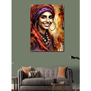 Kanvas Tablo Renkli Kadın Portresi 100x140 cm