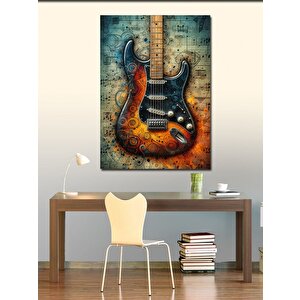 Kanvas Tablo Vintage Elektro Gitar Çizimi 100x140 cm