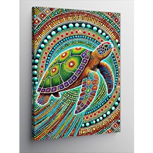 Kanvas Tablo Renkli Kaplumbağa Deseni 50x70 cm