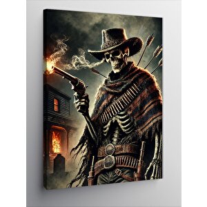 Kanvas Tablo İskelet Kovboy Figürü 100x140 cm