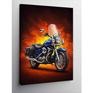 Kanvas Tablo Alevli Motorsiklet Ve Hareket 70x100 cm