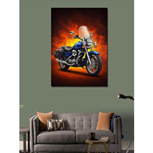 Kanvas Tablo Alevli Motorsiklet Ve Hareket 70x100 cm
