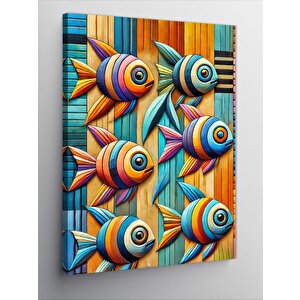 Kanvas Tablo Renkli Balık Deseni 100x140 cm
