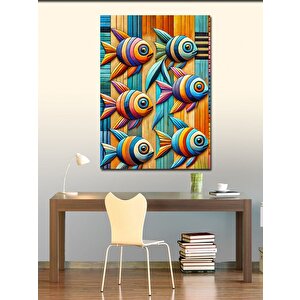 Kanvas Tablo Renkli Balık Deseni 100x140 cm