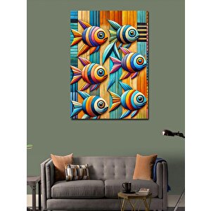 Kanvas Tablo Renkli Balık Deseni 100x140 cm