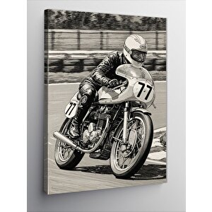 Kanvas Tablo Yarış Motorcusu 100x140 cm