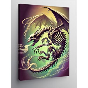 Kanvas Tablo Ejderha İskeleti Çizimi 70x100 cm