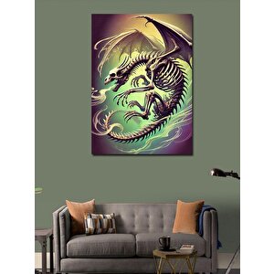 Kanvas Tablo Ejderha İskeleti Çizimi 70x100 cm