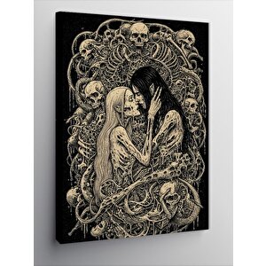 Kanvas Tablo İskelet Aşıklar Ve Gotik Duygular 100x140 cm