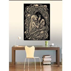 Kanvas Tablo İskelet Aşıklar Ve Gotik Duygular 100x140 cm