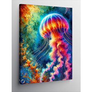 Kanvas Tablo Renkli Denizanası Çizimi 50x70 cm