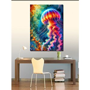 Kanvas Tablo Renkli Denizanası Çizimi 50x70 cm