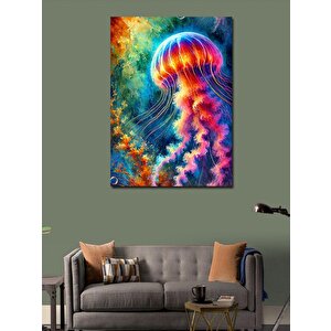 Kanvas Tablo Renkli Denizanası Çizimi 50x70 cm