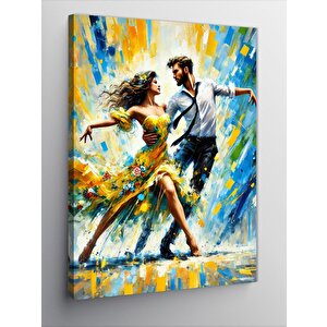 Kanvas Tablo Dans Eden Çift Ve Renk Patlaması 100x140 cm