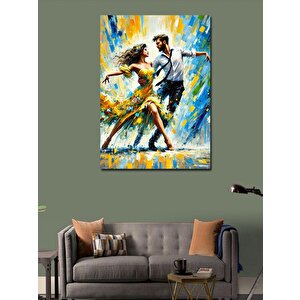 Kanvas Tablo Dans Eden Çift Ve Renk Patlaması 100x140 cm