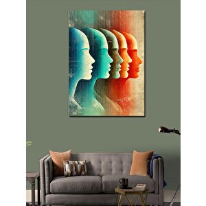 Kanvas Tablo Renkli Yüzler Silüeti 100x140 cm