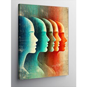 Kanvas Tablo Renkli Yüzler Silüeti 70x100 cm