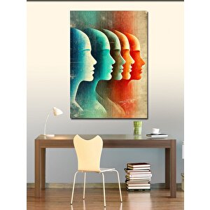 Kanvas Tablo Renkli Yüzler Silüeti 70x100 cm
