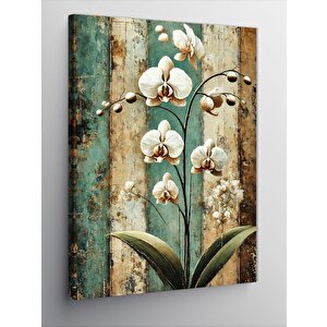 Kanvas Tablo Beyaz Orkide Ve Eski Duvar 50x70 cm
