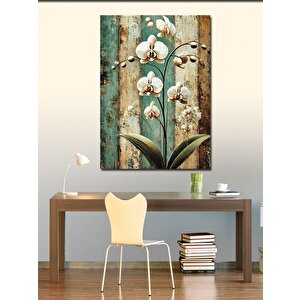 Kanvas Tablo Beyaz Orkide Ve Eski Duvar 50x70 cm