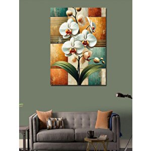 Kanvas Tablo Beyaz Orkide Ve Modern Tasarım 100x140 cm