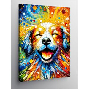 Kanvas Tablo Renkli Köpek Portresi 100x140 cm