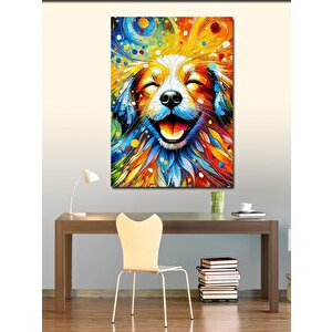 Kanvas Tablo Renkli Köpek Portresi 100x140 cm