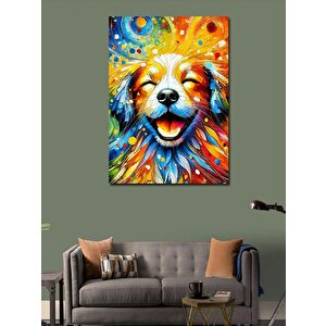 Kanvas Tablo Renkli Köpek Portresi 100x140 cm