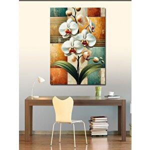 Kanvas Tablo Beyaz Orkide Ve Modern Tasarım 70x100 cm