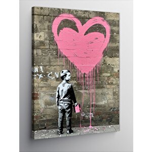 Kanvas Tablo Pembe Kalp Grafiti 70x100 cm