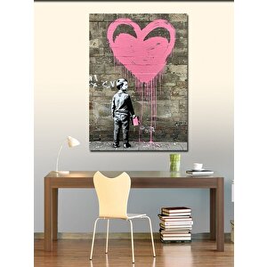 Kanvas Tablo Pembe Kalp Grafiti 70x100 cm
