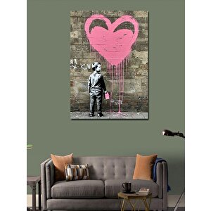 Kanvas Tablo Pembe Kalp Grafiti 70x100 cm
