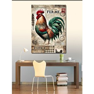 Kanvas Tablo Vintage Horoz Çizimi 70x100 cm