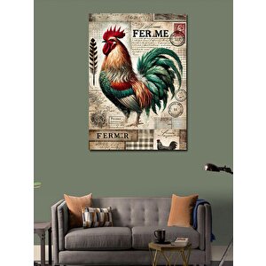 Kanvas Tablo Vintage Horoz Çizimi 70x100 cm