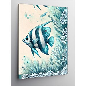 Kanvas Tablo Mavi Tropikal Balık 50x70 cm