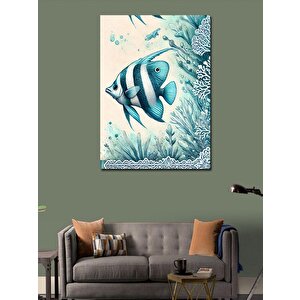 Kanvas Tablo Mavi Tropikal Balık 100x140 cm
