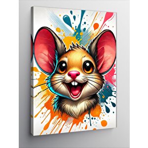 Kanvas Tablo Sevimli Fare Ve Renk Patlaması 100x140 cm