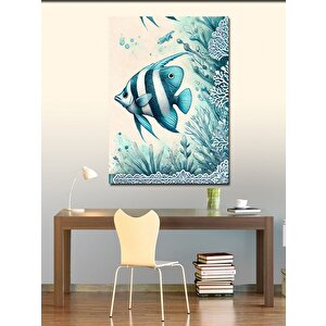 Kanvas Tablo Mavi Tropikal Balık 70x100 cm