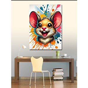 Kanvas Tablo Sevimli Fare Ve Renk Patlaması 50x70 cm