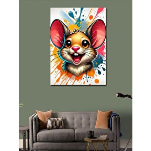 Kanvas Tablo Sevimli Fare Ve Renk Patlaması 50x70 cm