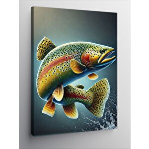Kanvas Tablo Renkli Balık Çizimi 100x140 cm