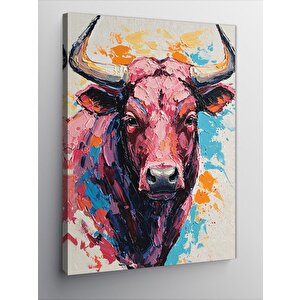 Kanvas Tablo Renkli Boğa Portresi 100x140 cm