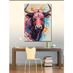 Kanvas Tablo Renkli Boğa Portresi 100x140 cm