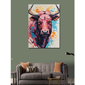 Kanvas Tablo Renkli Boğa Portresi 100x140 cm