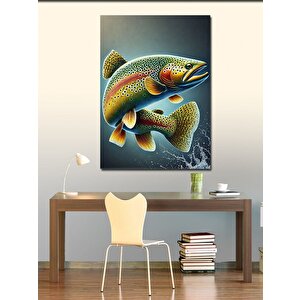 Kanvas Tablo Renkli Balık Çizimi 70x100 cm